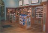 Dulwich Picture Gallery Shop:  Oak & Sand-blasted Glass Cabinets & Shelving.